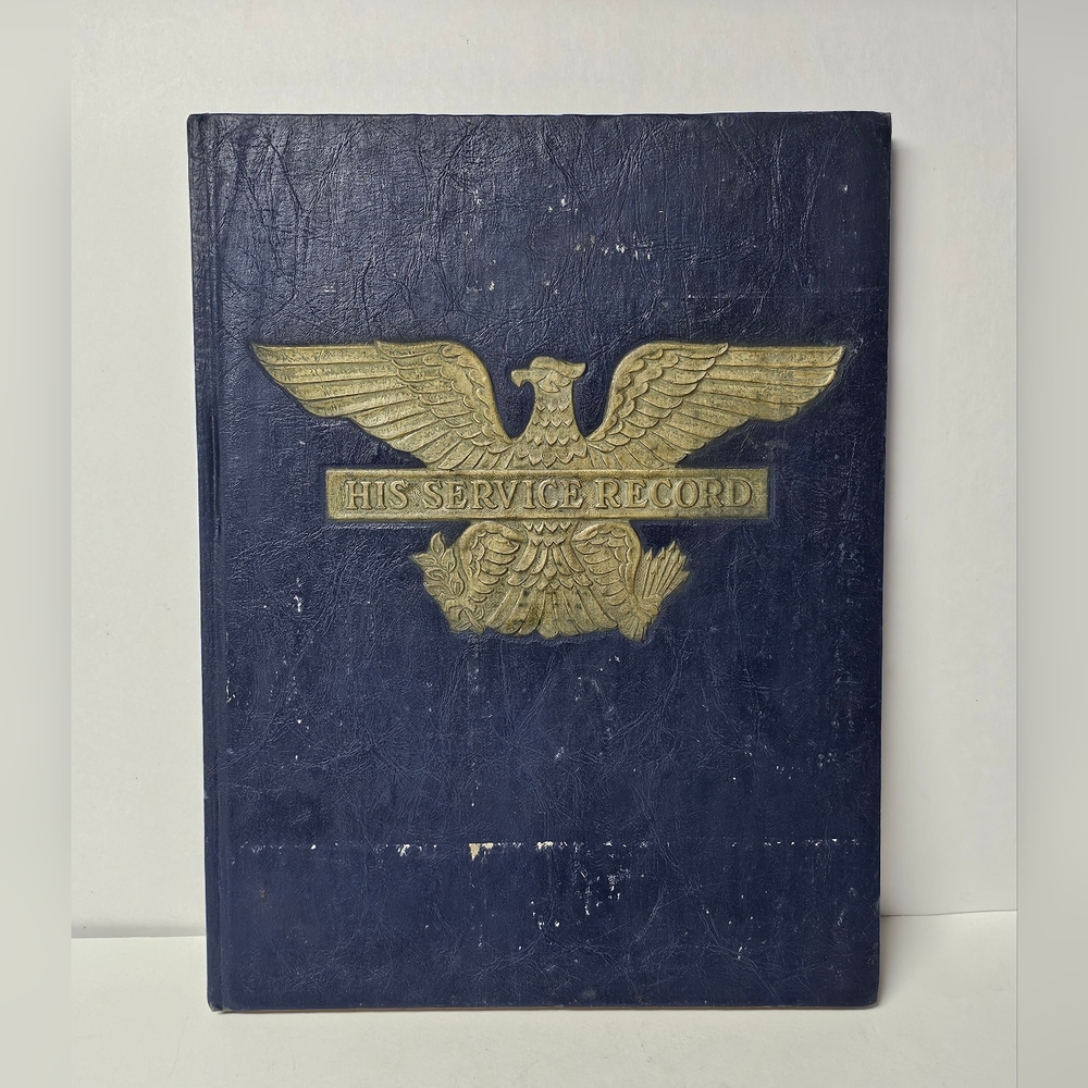 "His Service Record" Book Blue Hardback WWII US Military 1942 Unused USA Eagle